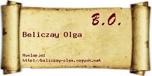 Beliczay Olga névjegykártya